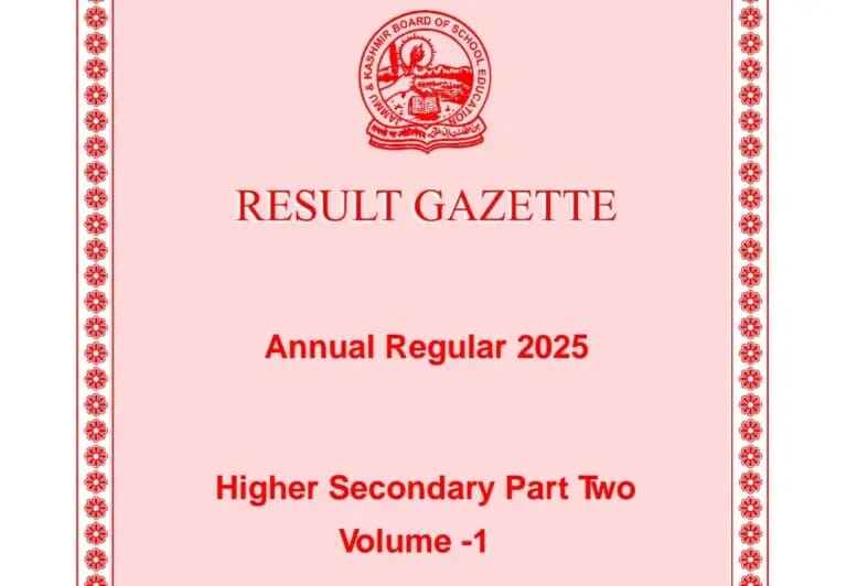 JKBOSE Class 12th Result Gazette 2025 DOWNLOAD HERE